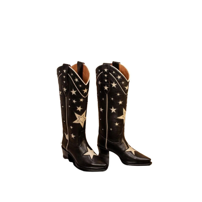 Black Knee High Cowgirl Boots