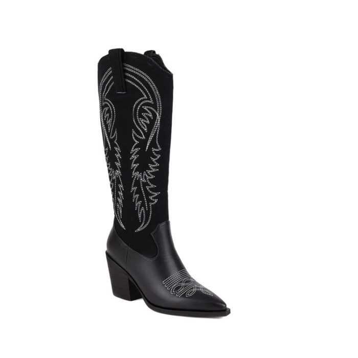 Black Knee High Cowboy Boots