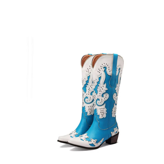 Blue and White Cowgirl Boots