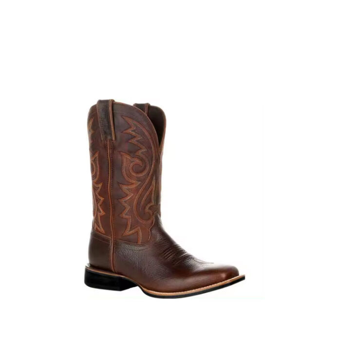 brown leather cowboy boots