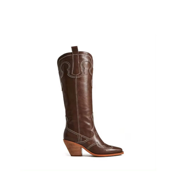 brown leather cowgirl boots