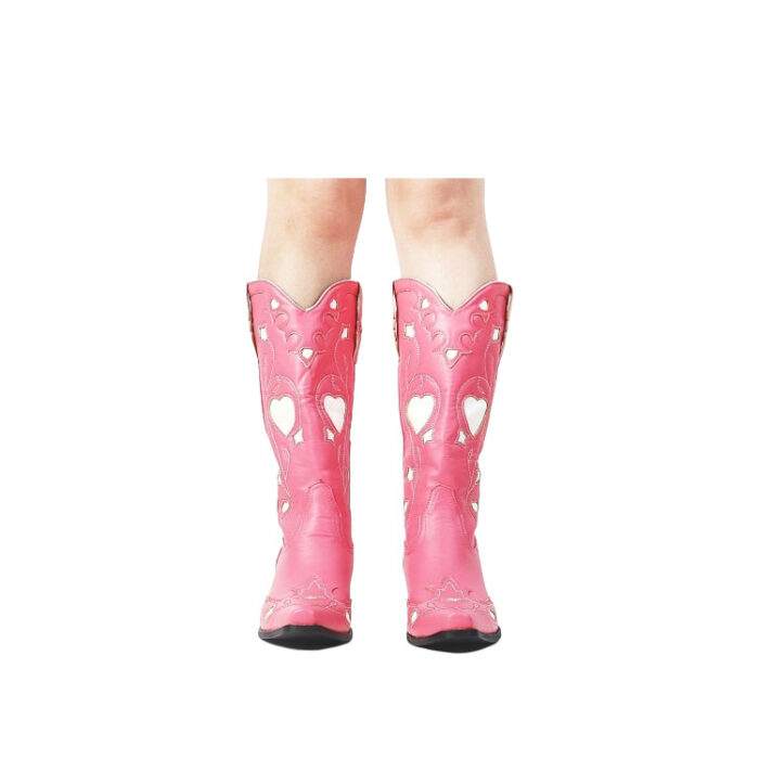 pink and white cowboy boots