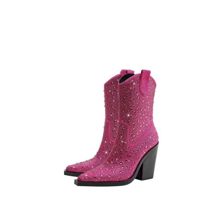 Pink Sequin Cowboy Boots