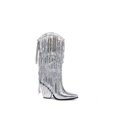 Silver Fringe Cowboy Boots