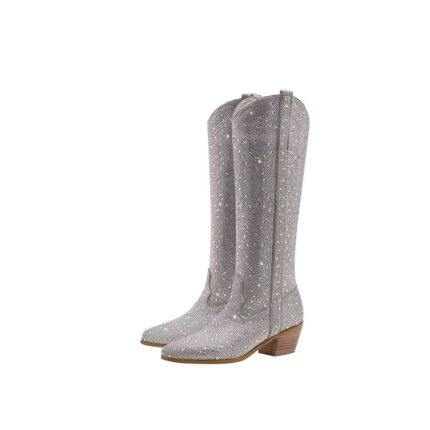 silver glitter cowboy boots