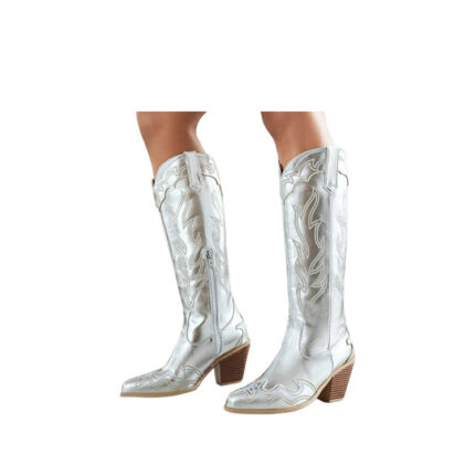 silver metallic cowboy boots