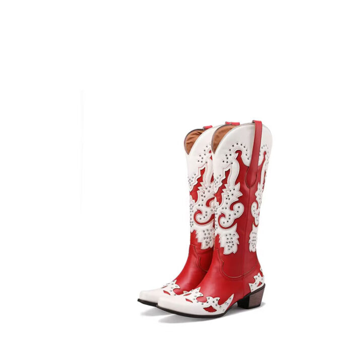 White and Red Cowboy Boots