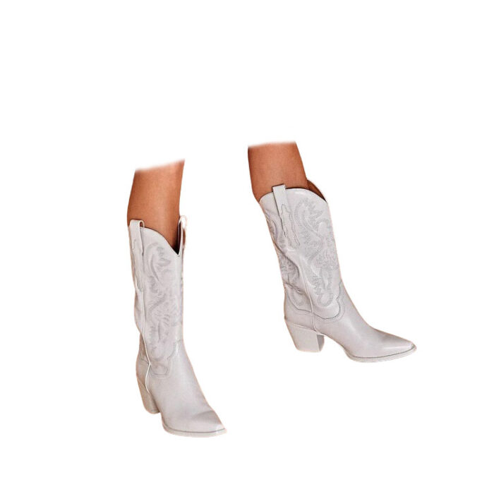 white and silver cowboy boots