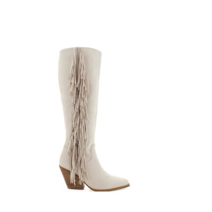 Tall White Fringe Cowboy Boots