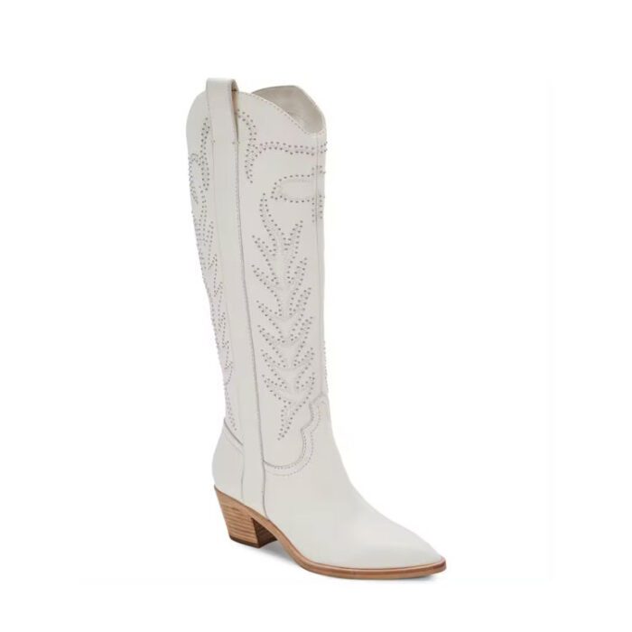 White Knee High Cowboy Boots