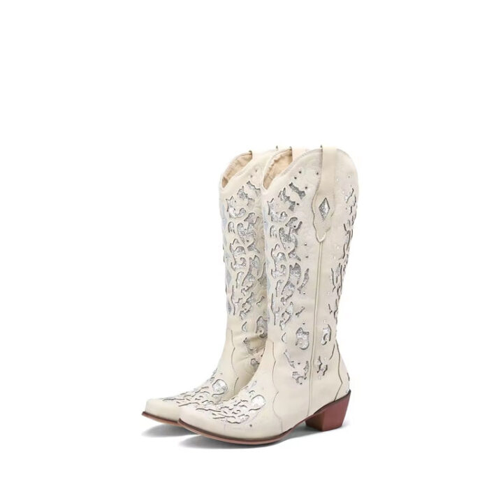 White Sparkly Cowboy Boots