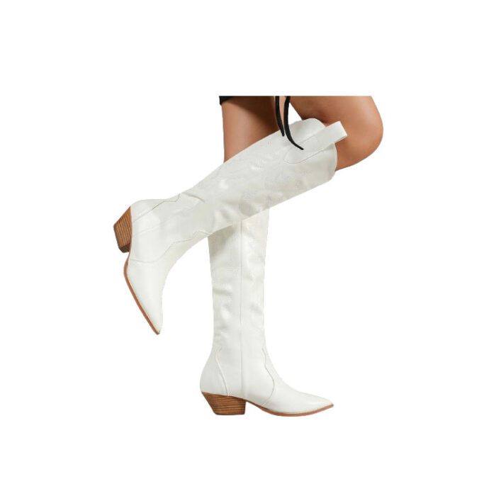 White Tall Cowboy Boots